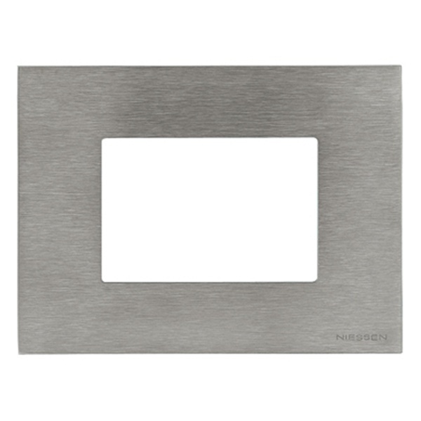 Рамка итальянского стандарта на 3 модуля, серия Zenit, натуральная сталь (N2473 OX)