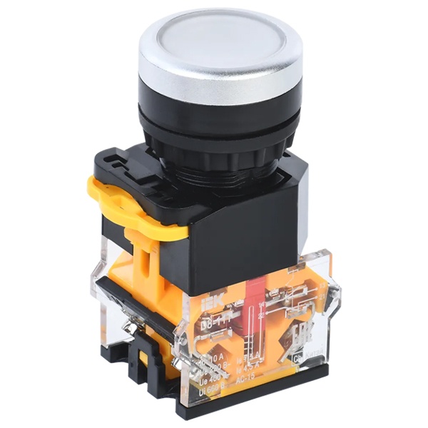 Кнопка ИЭК D8-11T d22мм 1НО+1НЗ с фиксацией белая