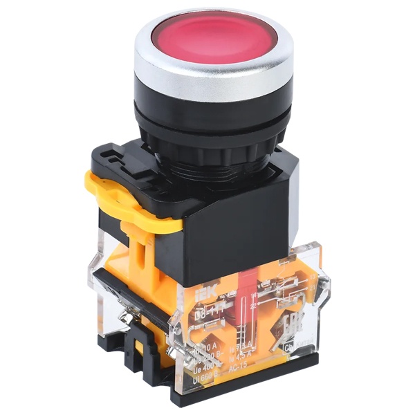 Кнопка ИЭК D8-11T d22мм 1НО+1НЗ с фиксацией красная