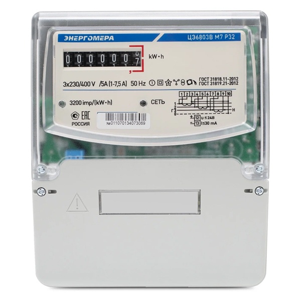 Счетчик трехфазный однотарифный Энергомера ЦЭ6803В 1 230В 10-100А 3ф.4пр. М7Р32
