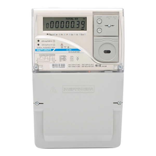 Счетчик трехфазный многотарифный Энергомера CE308 S34.746.OG.QYUVLFZ GS01 SPDS GSM