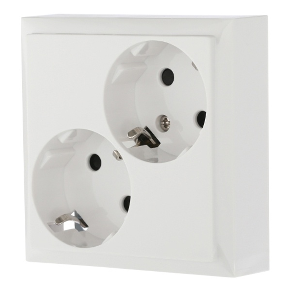 Розетка двойная с заземляющим контактом, со шторками Экопласт LK60, белый