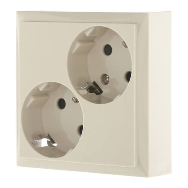 Розетка двойная с заземляющим контактом, со шторками Экопласт LK60, бежевый