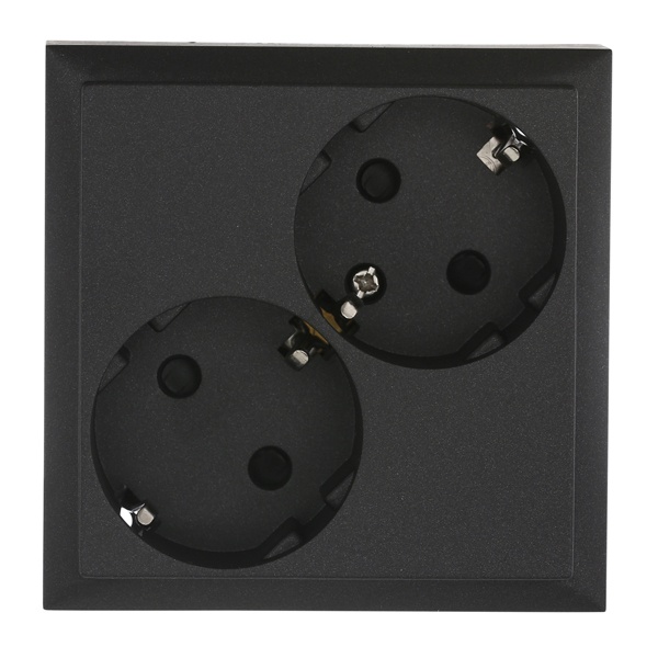 Розетка двойная с заземляющим контактом, со шторками Экопласт LK60, черный бархат