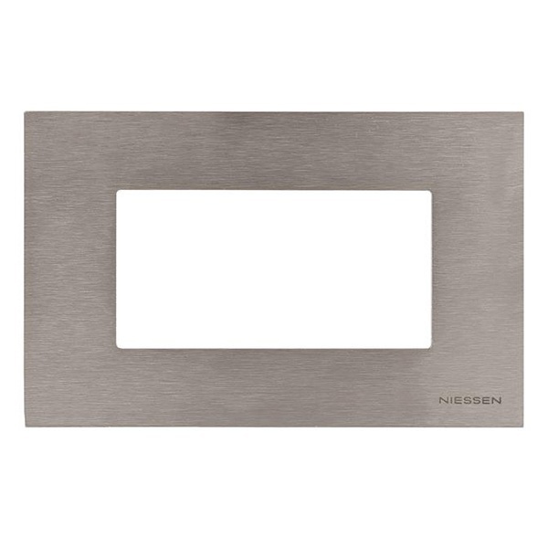 Рамка итальянского стандарта на 4 модуля, серия Zenit, натуральная сталь (N2474 OX)