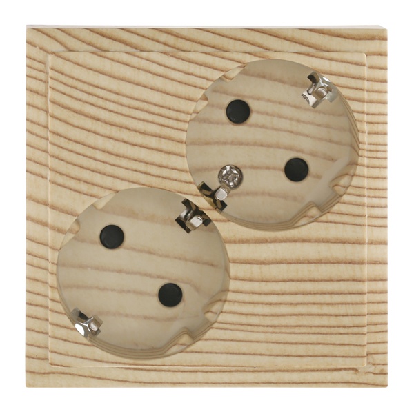 Розетка двойная с заземляющим контактом, со шторками Экопласт LK60, сосна