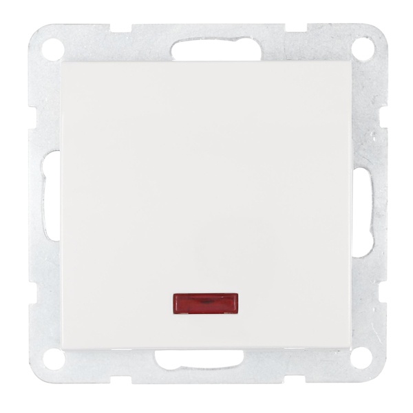 Выключатель 1-клавишный Экопласт, c индикатором (схема 1L) 16 A, 250 B LK60, белый
