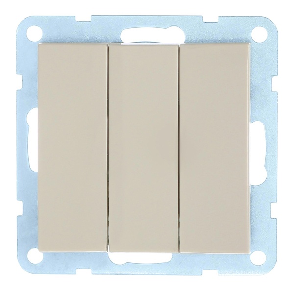 Выключатель 3-клавишный Экопласт (схема 1+1+1) 16 A, 250 B LK60, бежевый