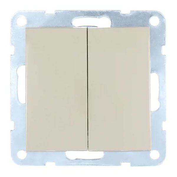Переключатель 2-клавишный Экопласт, с двух мест (схема 6+6) 16 A, 250 B LK60, бежевый