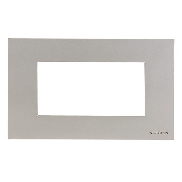 Рамка итальянского стандарта на 4 модуля, серия Zenit, цвет серебристый (N2474 PL)