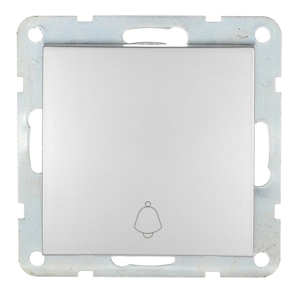 Выключатель-кнопка 1-клавишный Экопласт (схема 1Т) 10 A, 250 B LK60, серебристый металлик