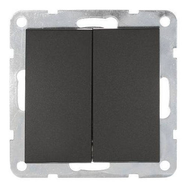 Выключатель 2-клавишный Экопласт (схема 5) 16 A, 250 B LK60, черный бархат