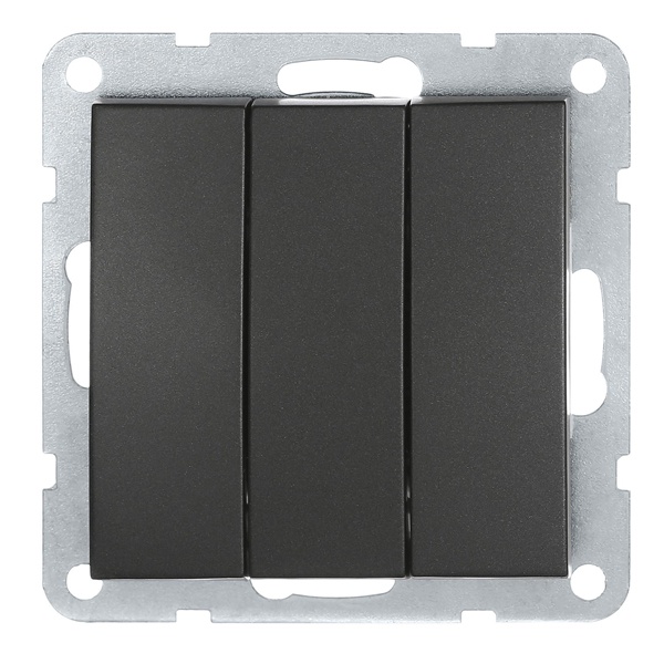 Выключатель 3-клавишный Экопласт (схема 1+1+1) 16 A, 250 B LK60, черный бархат