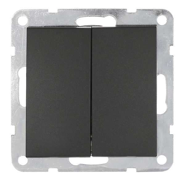 Переключатель 2-клавишный Экопласт, с двух мест (схема 6+6) 16 A, 250 B LK60, черный бархат