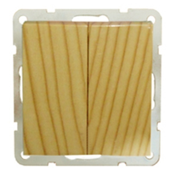 Выключатель 2-клавишный Экопласт (схема 5) 16 A, 250 B LK60, сосна