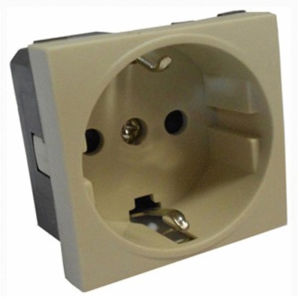Розетка с заземлением Экопласт LK45, со шторками матовая бежевая