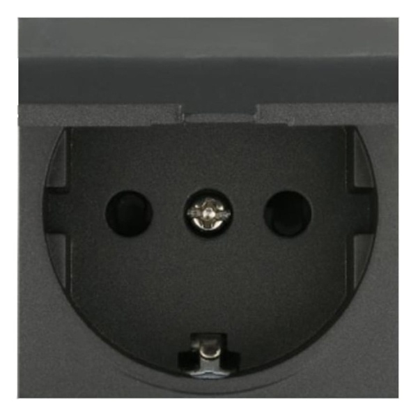 Розетка с крышкой с заземлением Экопласт LK45, со шторками черный бархат