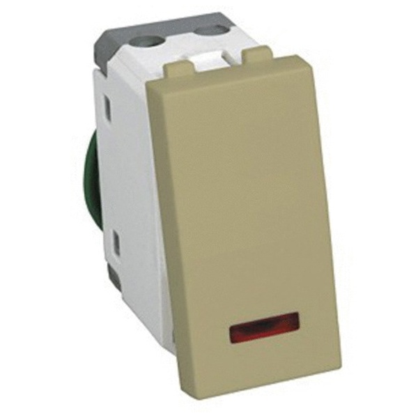 Переключатель с подсветкой Экопласт 45х22,5 мм LK45 16A, 250B бежевый