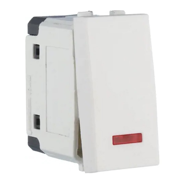 Переключатель с подсветкой Экопласт 45х22,5 мм LK45 16A, 250B белый