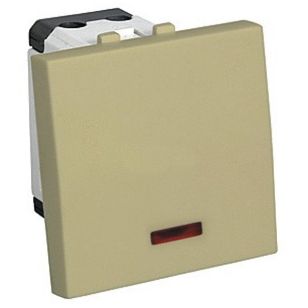 Выключатель с подсветкой Экопласт 45х45 мм LK45 16A, 250B бежевый