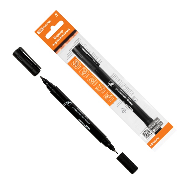 Маркер перманентный TDM двухсторонний 0,4/1 мм, круглый наконечник черный