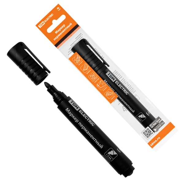 Маркер перманентный TDM 1-3 мм, круглый наконечник черный