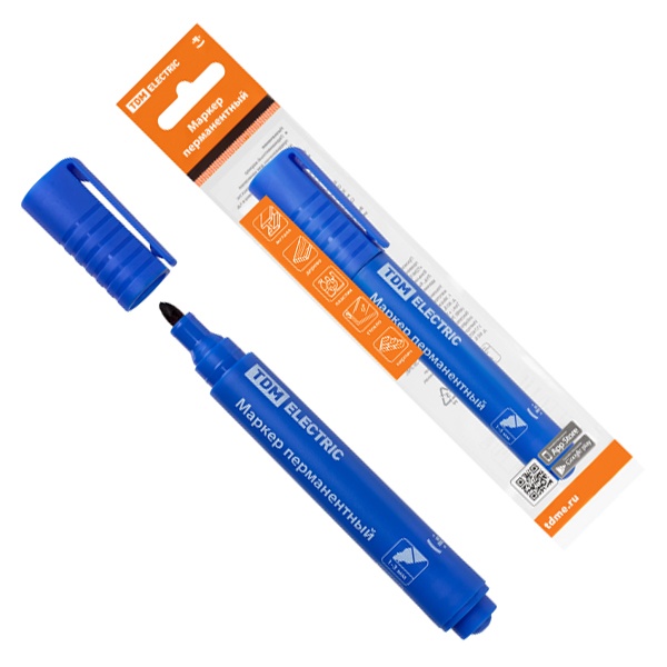 Маркер перманентный TDM 1-3 мм, круглый наконечник синий