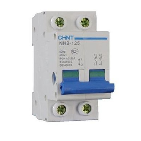 Рубильник модульный Chint NH2-125 2P 100A однофазный (выключатель нагрузки)