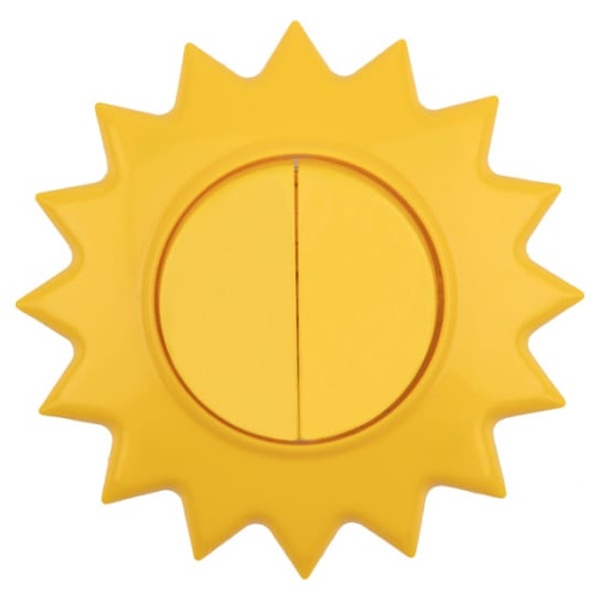 Выключатель двухклавишный Kranz HAPPY Солнце скрытой установки, желтый