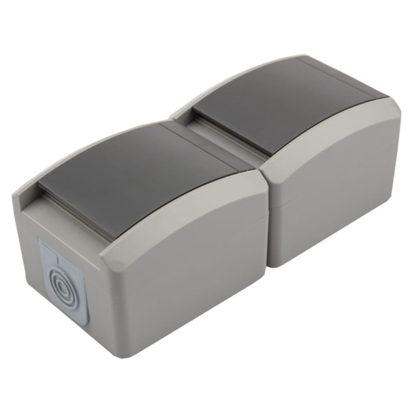 Блок из 2 розетки Kranz Industrial 2х2П+3 вертикальный открытой установки IP54 керамика серый