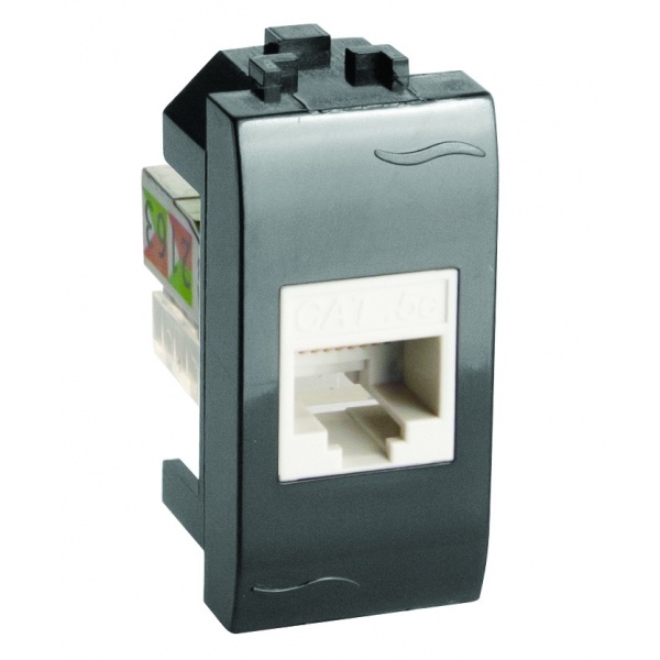 Розетка телефонная DKC Brava RJ12 6P6C 1 модуль черная