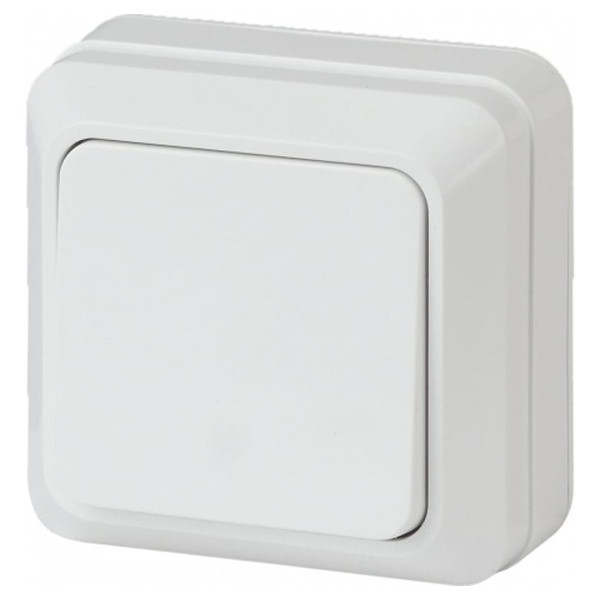 Накладной выключатель одноклавишный Intro Quadro 10А-250В IP20 белый 2-101-01 (Б0027631)