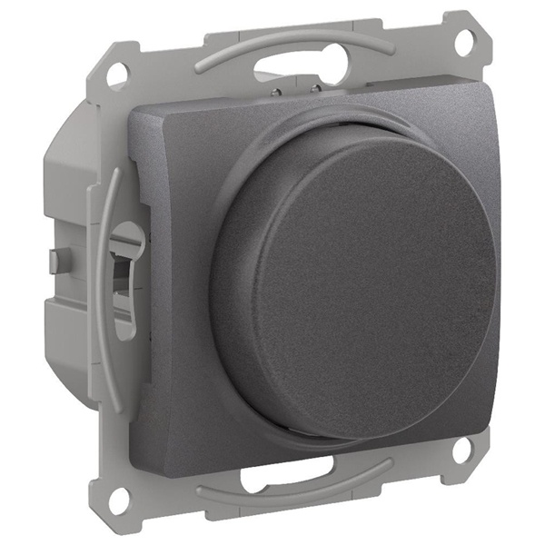 Светорегулятор SE Glossa (диммер) поворотно-нажимной 400Вт LED RC механизм, графит