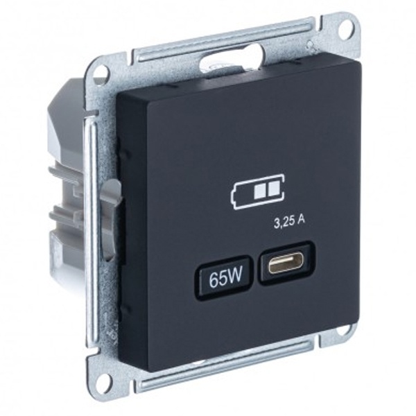 Зарядка высокоскоростная USB SE AtlasDesign тип С 65W QC, PD, карбон
