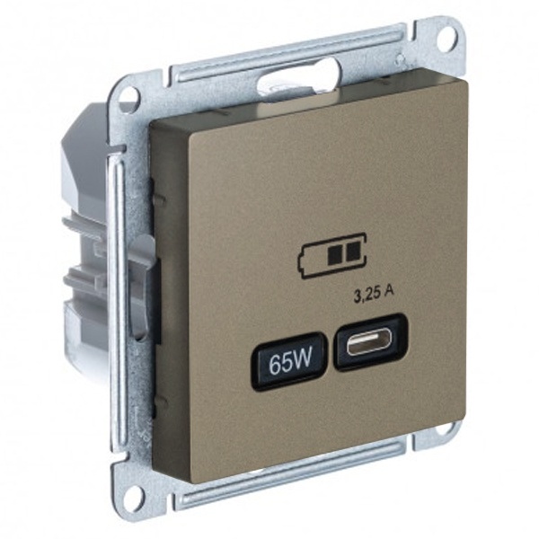 Зарядка высокоскоростная USB SE AtlasDesign тип С 65W QC, PD, шампань