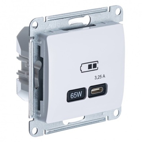Зарядка высокоскоростная USB SE Glossa тип С 65W QC, PD, белый