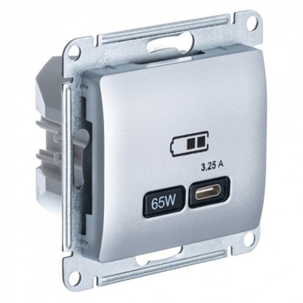 Зарядка высокоскоростная USB SE Glossa тип С 65W QC, PD, алюминий