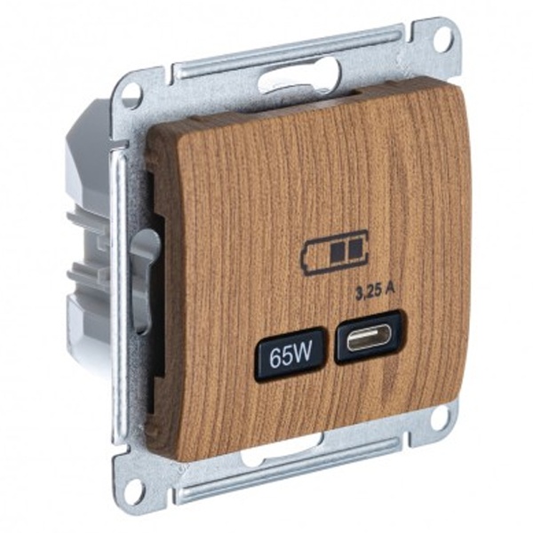Зарядка высокоскоростная USB SE Glossa тип С 65W QC, PD, дерево дуб