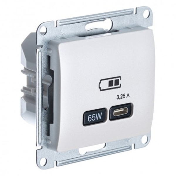 Зарядка высокоскоростная USB SE Glossa тип С 65W QC, PD, перламутр
