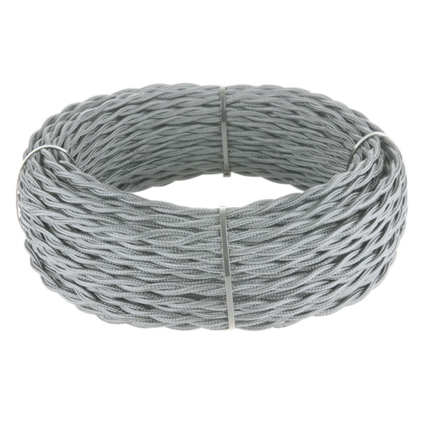 Ретро провод Bironi витой 3х0,75 титан плетеный [бухта 20м]