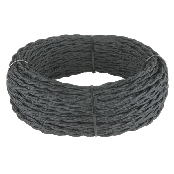 Ретро провод Bironi витой 3х2,5 графит плетеный [бухта 10м]