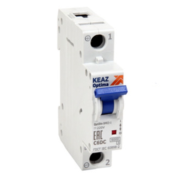 Автоматический выключатель постоянного тока КЭАЗ OptiDin BM63 1P С16А DC220В 6kA (BM63-1C16-DC-УХЛ3) (автомат электрический)