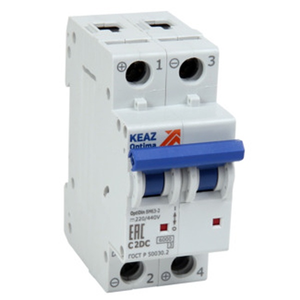 Автоматический выключатель постоянного тока КЭАЗ OptiDin BM63 2P С25А DC440В 6kA (BM63-1C25-DC-УХЛ3) (автомат электрический)