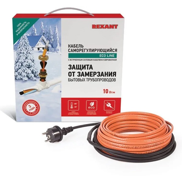 Греющий саморегулирующийся кабель Rexant (комплект в трубу) 10HTM2-CT (4м/40Вт)