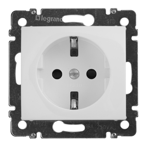 Розетка Legrand Valena с заземлением со шторками белая (774421 в индивидуальной упаковке)