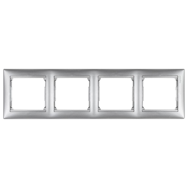 Рамка Legrand Valena 4 поста алюминий (770154 в индивидуальной упаковке)