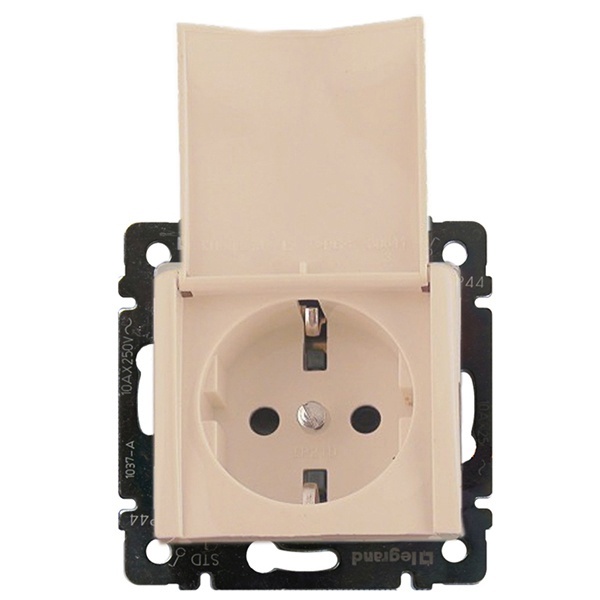 Розетка с крышкой Legrand Valena с заземлением слоновая кость (774322 в индивидуальной упаковке) (бежевый)