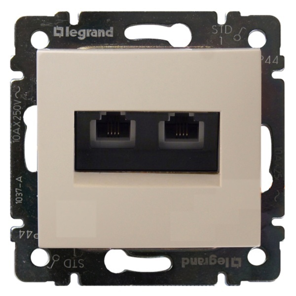 Розетка телефонная двойная Legrand Valena 2хRJ11 слоновая кость (774339 в индивидуальной упаковке) (бежевый)