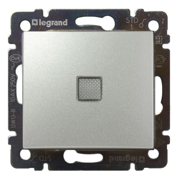 Выключатель Legrand Valena с подсветкой алюминий (770110 в индивидуальной упаковке)