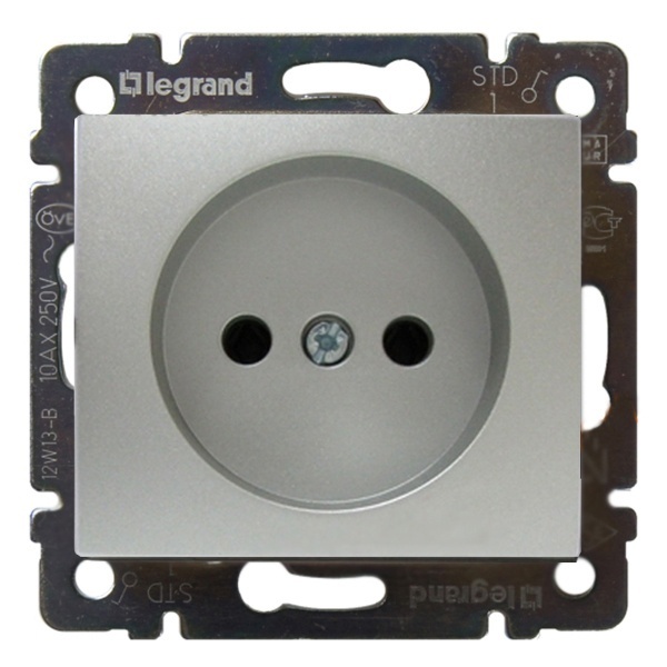 Розетка Legrand Valena без заземления алюминий (770116 в индивидуальной упаковке)